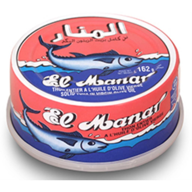 EL MANAR THON ENTIER A L'HUILE D'OLIVE VIERGE 160 GR