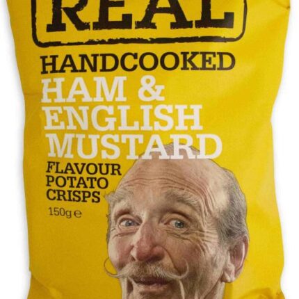 REAL HANDCOOKED CHIPS HAM & ENGLISH MUSTARD 150GRS